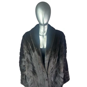 Ranch MINK Directional Coat, BLACKGLAMA, Female Pelts, Sz 3XL, Certified Vintage - Picture 1 of 10