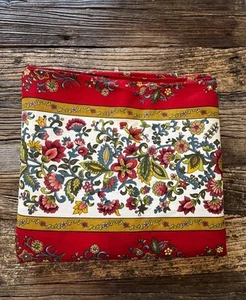 Tessuto lino cotone floreale righe provinciali campagna francese vintage rosso 4,97yds - Foto 1 di 5