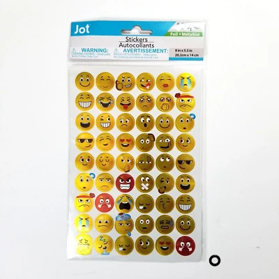 emojis emoji emoticon smils happy love wink funny sad mad jot foil stickers108pc - Image 1 of 4