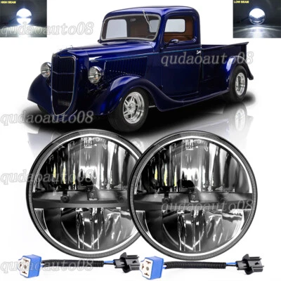 Faro LED redondo de 7 pulgadas aprobado por el DOT negro para camioneta Ford de 1/2 3/4 toneladas 2 un. Foto 1 de 4