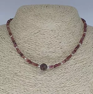 Rosa Turmalin 925 Sterling Silber / Gold Fill Choker Halskette Handwerk Handarbeit - Bild 1 von 6