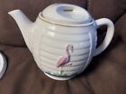 Vintage Porcelier Vitreous China Handpainted Pink Flamingo Tea Pot Mcm Retro