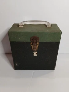 Vintage Metal 45 RPM Record Case With Dividers And 35 Records - Picture 1 of 12