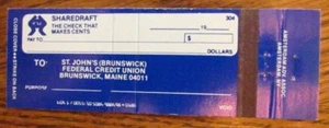 Cheque bancario completo: St. John's Credit Union (brunswick, maine) -G10 - Imagen 1 de 1