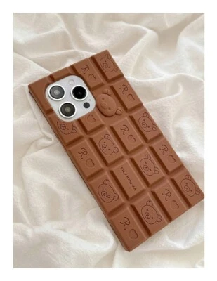 Cute Square Chocolate Rilakkuma Case Cover For iPhone 16 Pro Max 15 14 13 Pro - Image 1 of 4