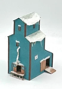 Laser Cut Z Scale Wooden Grain Elevator Building Custom Painted/ Winter Weather - Picture 1 of 4