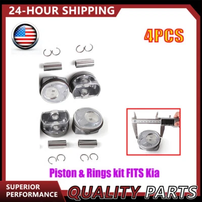 4X Piston & Rings kit FITS Kia Soul Forte Forte5 Forte Koup 2.0L 2014-2018 - Imagem 1 de 4