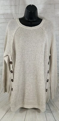 RD стиль XL Rowca стороны кнопка смесь свитер женщин вязаный кабины туника осина шик - Изображение 1 из 4