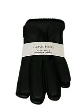 Calvin Klein Gloves Touchscreen Fleece Lined Faux Leather Men's XL Black