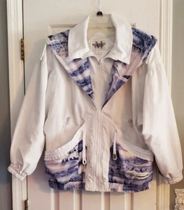 VTG Womens Size Medium Mulberry Street Nautical Sailing Boat Jacket White & Blue - Picture 1 of 11