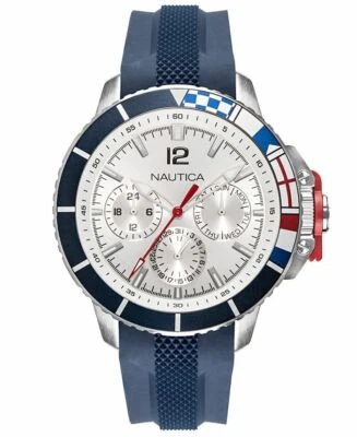  Nautica NAPBHP903 Bay Ho Collection Blue Resin Strap Men's Watch ~ Great Gift - Image 1 of 3