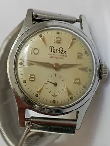 VINTAGE Frankreich hergestellt PERFEX ANCRE 17 RUBIN Militäruhr Sweep Second - Bild 1 von 10