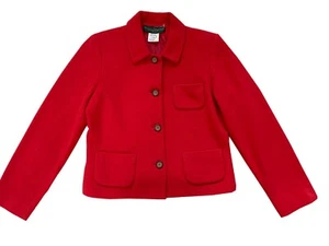 Harve Benard By Benard Holtzamn Women Wool Lined Blazer Jacket Red Size 6P - Picture 1 of 2
