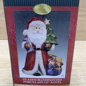 Treasured Times: Holiday Collection Glazed Hand Painted Porcelain Santa 5.5 in - Picture 1 of 5