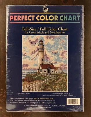 New Lighthouse 91002 Perfect Color Chart  Cross stitch or Needlepoint  9” X 12” - Image 1 of 2