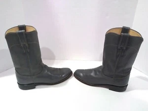 Justin Women 7 B Gray L3056 Leather Classic Western Cowboy Boots - Picture 1 of 8