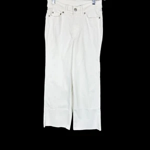 Denim & Co. Easy Stretch Denim Cropped Wide Leg Jeans with Fray Light Hem Size 2 - Picture 1 of 2