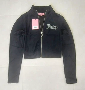 Chaqueta Juicy Couture Cuello Simulado Terciopelo Negra Cremallera Para Mujer Talla S Nueva Con Etiquetas $109 - Imagen 1 de 3
