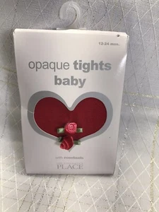 Red w Rosebuds The Childrens Place Girls 12-24 Months Opaque Tights New XMAS  - Picture 1 of 10