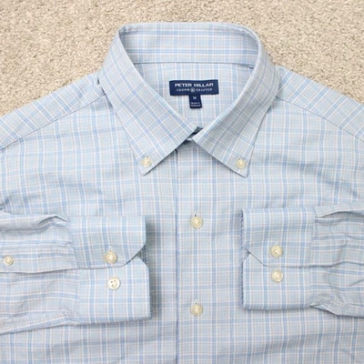 Camisa Peter Millar Para Hombre Corona Azul Mediana Artesanal Pinetop Rendimiento Deporte L/S Foto 1 de 4