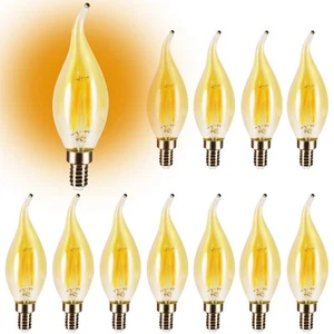 E12 Amber Candelabra LED Light Bulb Dimmable, 25 Watts Equivalent Flame Tip C... - Picture 1 of 6