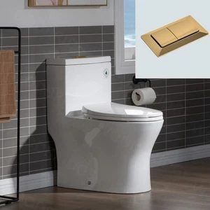 WOODBRIDGEE Modern Elongated One piece Toilet Dual flush 1.0/1.6 GPF,with Sof... - Picture 1 of 9