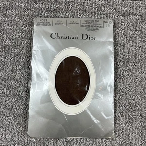 Christian Dior Control Top Pantyhose Womens Size 3 Neu Brown Sheer Nylon Vintage - Picture 1 of 6