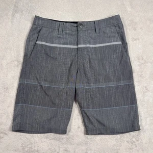 Volcom Hybrid Shorts Mens Size 30 Gray Blue Striped Quick Dry Surf & Turf Beach - Picture 1 of 10