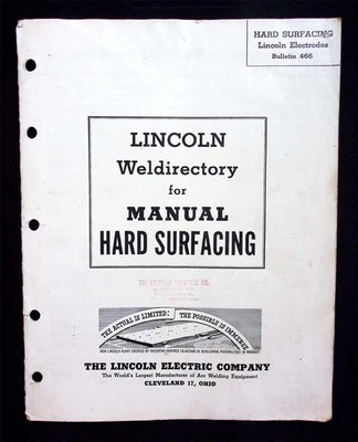 Lincoln Weldirectory 1954 manual superficie dura boletín 466 ARC soldadura eléctrica Foto 1 de 4