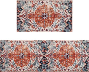 Boho Style Kitchen Rugs and Mats Set of 2,Farmhouse Kitchen Mat for Sink,Non Sli - Picture 1 of 12