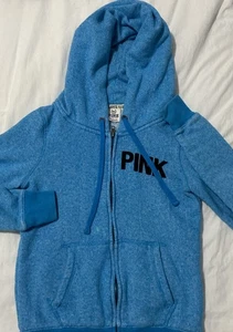 PINK - Victoria Secret Women’s- TEEN ZIP UP HOODIE size XS- BLUE - Picture 1 of 6