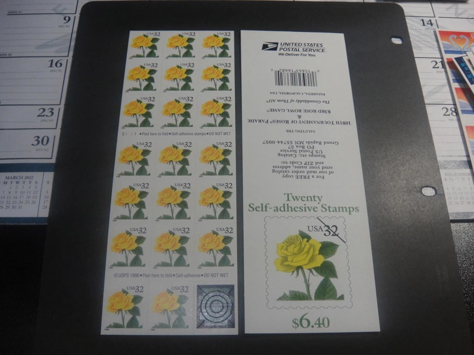 USA 1996 Sc#3049a 32c Yellow Rose Booklet of 20 Stamp MNH XF - Image 1 of 1