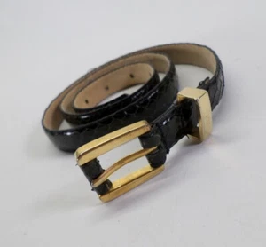 Axiom Snakeskin Belt 30 L Skinny Gold Tone Buckle Vtg - Bild 1 von 11