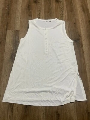 LUSH Tank Top, Women's Size Small, White, Sleeveless, Quarter Buttons - Imagem 1 de 4