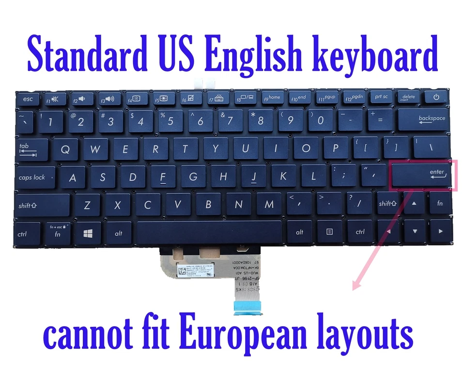 Teclado retroiluminado azul EE. UU. para Asus UX333FA UX333FN 0KNB0-1628US00 Foto 1 de 1