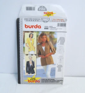 Burda 2952 Sewing Jacket Pattern Misses US Sizes 10-20 Long Short Sleeves UNCUT - Picture 1 of 4