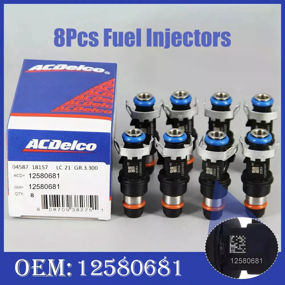 8x Genuine ACDelco12580681 Fuel Injector 217-1621 2004-10 Chevy GMC 5.3/6.0/6.2# Foto 1 de 4