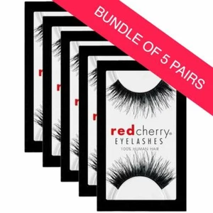 Red Cherry Black False Lashes - Style #102 Chakra - Dramatic & Wispy - 5 pairs - Picture 1 of 2