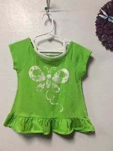 Healthtex Baby Girls Top Size 3 T Green Butterfly on Front Cap Sleeves 81 - Picture 1 of 4