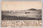 HARBOR VIEW IN ONSET BAY MASSACHUSETTS, PEOPLE ON DOCK & SWIMMING POSTCARD c1906