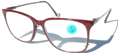 Gafas de lectura vintage años 90 fibra de carbono forma cuadrada +3,50 (borgoña) nuevas con etiquetas Foto 1 de 4