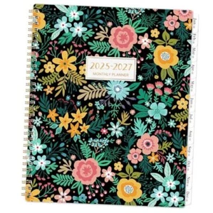 2025-2027 Monthly Planner/Calendar - 2025-2027 Monthly Planner:A4 Black Floral - Picture 1 of 7