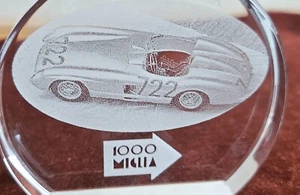 VINTAGE AUTOMOBILE CAR GLAS PAPERWEIGHT # MERCEDES BENZ 300 SLR MILLE MIGLIA - Picture 1 of 6