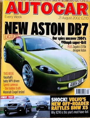 AUTOCAR MAGAZINE 21-AUG-02 - Maserati Coupe, Aston Martin DB7 Zagato, MG TF 120 - Image 1 of 2