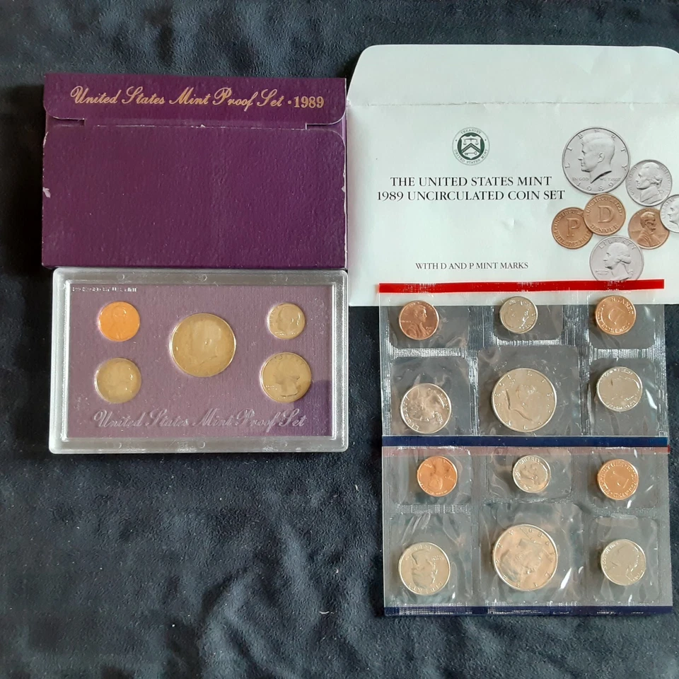 1989 U.S Mint Proof Set AND 1989 Uncirculated U.S Mint Coin set!  NICE PAIR!!! - Image 1 of 1