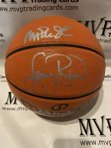 PSA/DNA Authentic Magic Johnson & Larry Bird Autograph Replica Spalding Ball - Picture 1 of 2