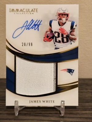 2019 Immaculate James White 2 Color Jersey On Card Auto SP /99- Jersey Match - Image 1 of 2