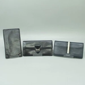 BALLY Leather Black and Navy Long Wallet Set - Picture 1 of 24