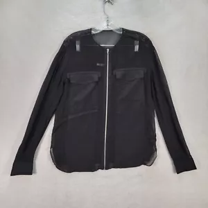 T Alexander Wang Size 2 Black Silk Sheer Zip Up Flowy Designer Blouse Womens Top - Picture 1 of 14