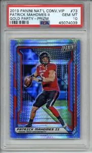 2019 PANINI NATIONAL CON VIP GOLD PARTY PRIZM #73 PATRICK MAHOMES PSA 10 POP 3 - Picture 1 of 2